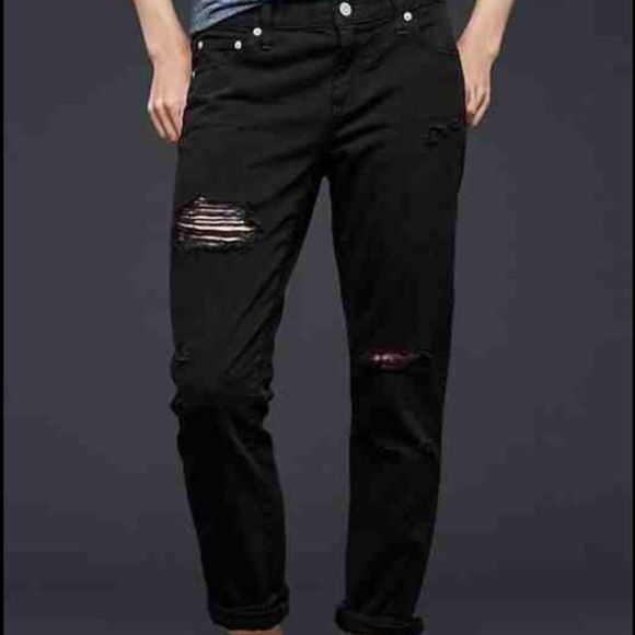 GAP Denim - GAP Black Girlfriend Distressed Skinny Denim Jeans